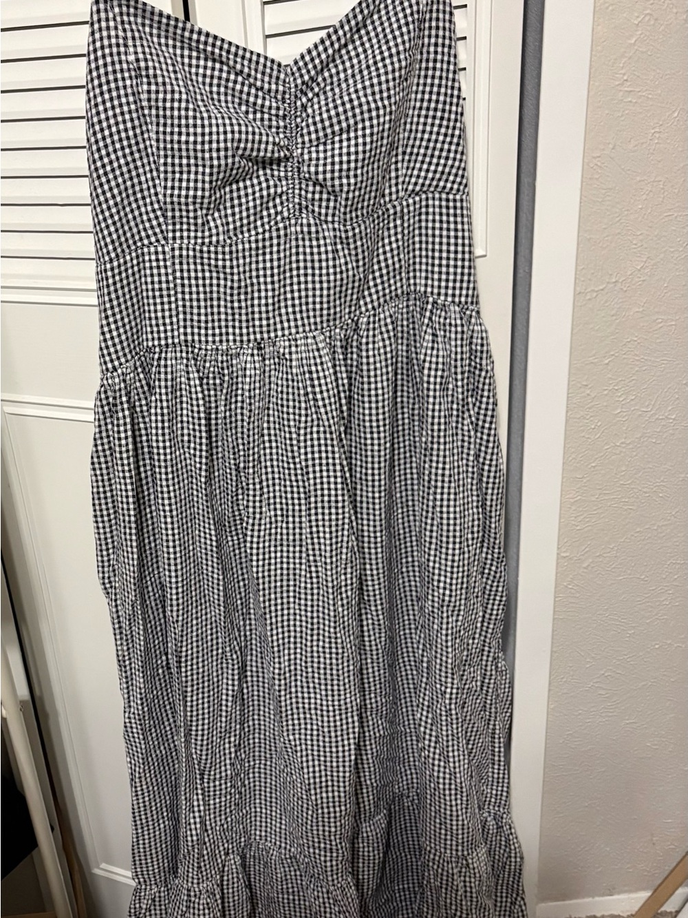 American Eagle Outfitters Black & White Gingham Tiered Maxi Skirt